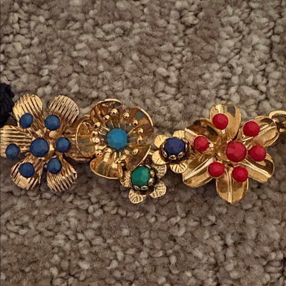 Talbots Floral Necklace with Gold, Blue, Pink, and Green Accents - Picture 3 of 11